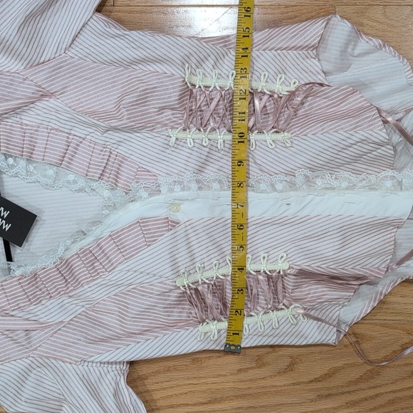 Mara Margo Women's Pink and White Lace-Up Blouse - Picture 9 of 10